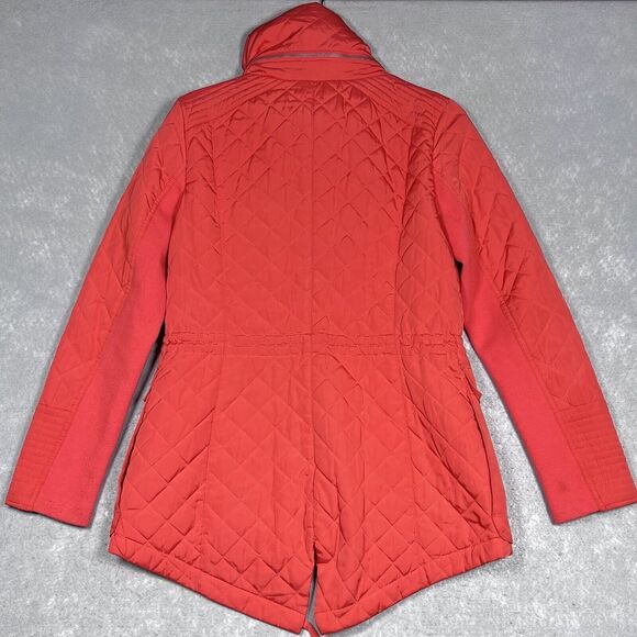 BCBGeneration Quilted Jacket Women’s Medium Orange Sportswear Full Zip Mock Neck - Picture 5 of 12